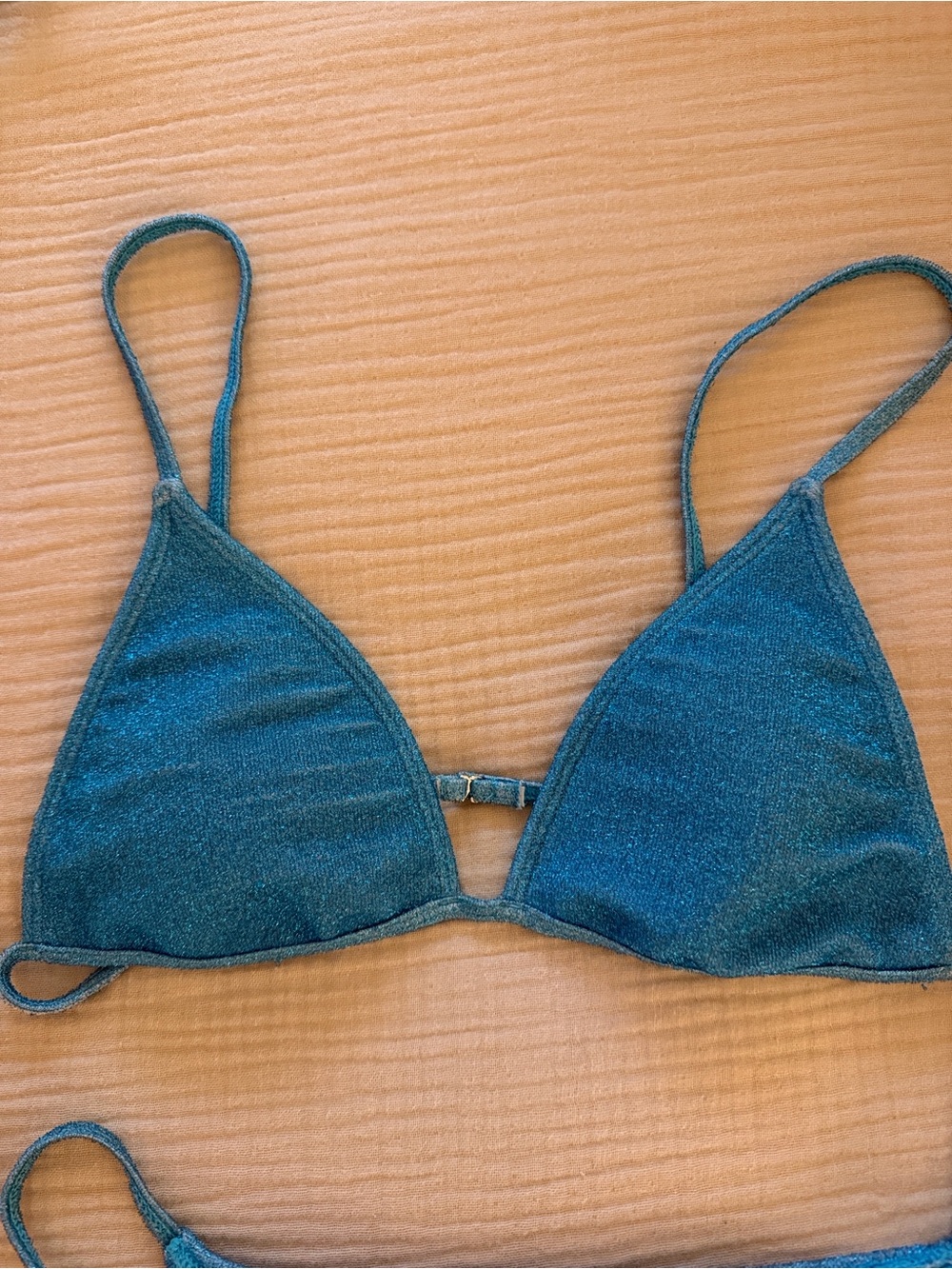 KENDALL & KYLIE Blue Shimmer Triangle Bikini Set - Picture 2 of 5